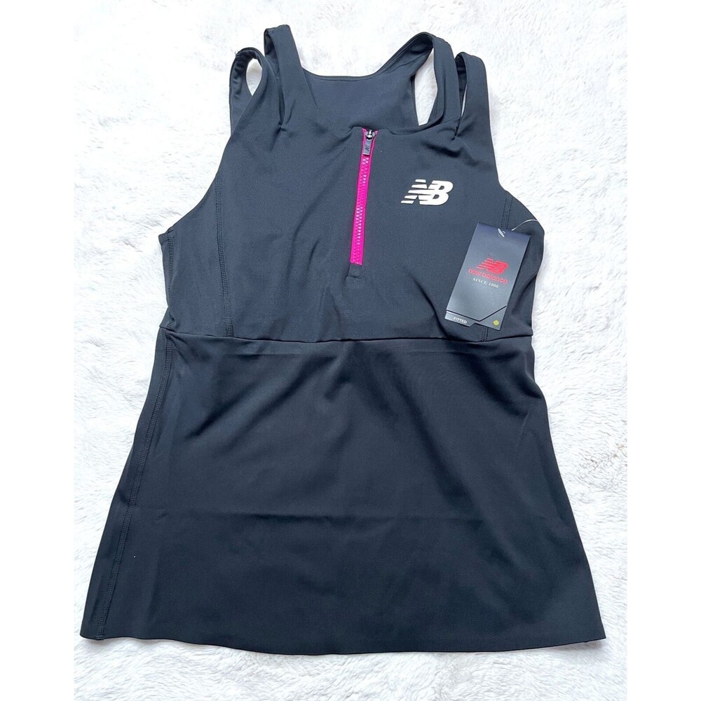 New Balance Tournament Keyhole Tennis Tank top Black Women's medium NEW